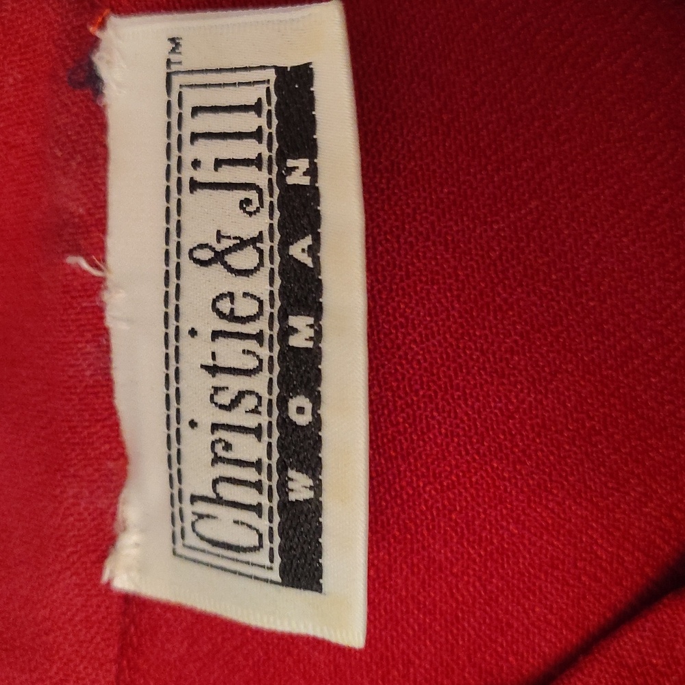 Christie & Jill Vintage Maxi, Dress, Red ButtonUp, V-Neck, Long Sleeve, 10 - Picture 14 of 15